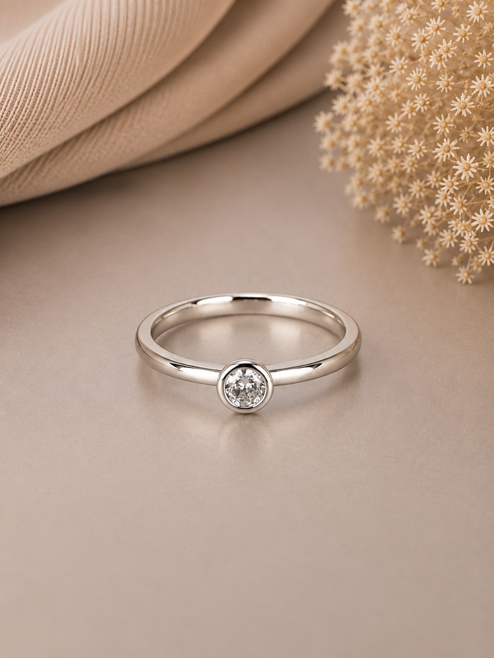 Silver Bezel Set Solitaire Ring
